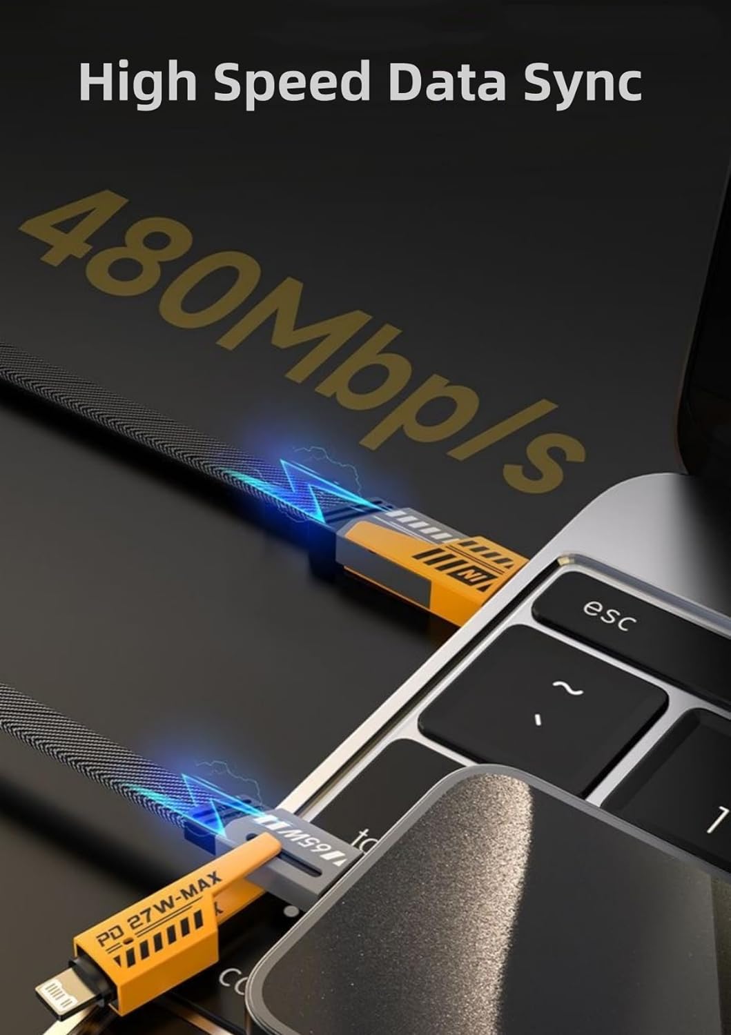 Pbuddy Hybrid 4-in-1 Convertible USB Cable – 65W Fast Charging | 1M | Nylon Braided, Metal Tips | USB-C & Lightning Compatible