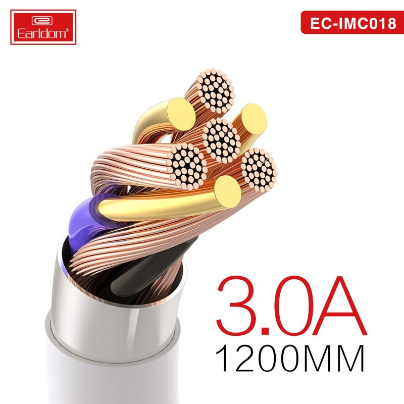 EARLDOM 3 IN ONE 1.2 Meter DATA CABLE MICRO LIGHTNING TYPE-C FAST CHARGING EC IMC018