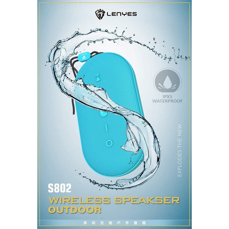 LENYES S802 IPX5 Waterproof Bluetooth Speakers, TWS Full Range Loudspeaker Shockproof & Dust-Proof Multiple Protection, Build-In Lithium Battery