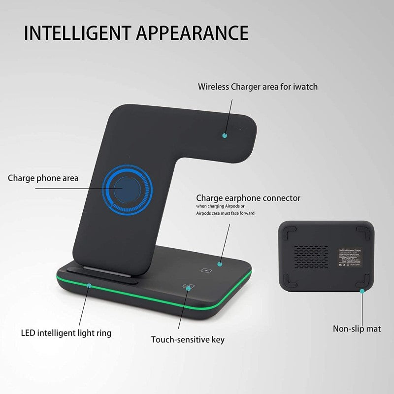 Wireless Charger 3 In 1 15W Fast Wireless Charging Station iPhone / iWatch and Airpod 2, Airpod Pro