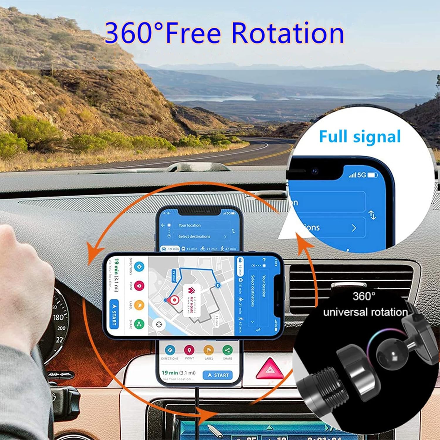 Magnetic Wireless car Charger Mount/Holder with magsafe Compatible with iPhone 13/13 Pro/12 Pro Max/13 Mini 12/12 Pro/12 Pro Max/12 Mini, Fast Charging,Rotate 360 Degrees