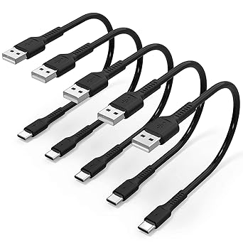 Pbuddy 6 inch Short USB C Charging Cord, 5 Pack Durable USB A to USB Type C 3A Fast Charging Cable for Charging Station Compatible with Samsung Galaxy Note 9 10 S10 S20 S30 OnePlus 7T 8T LG V30 V40