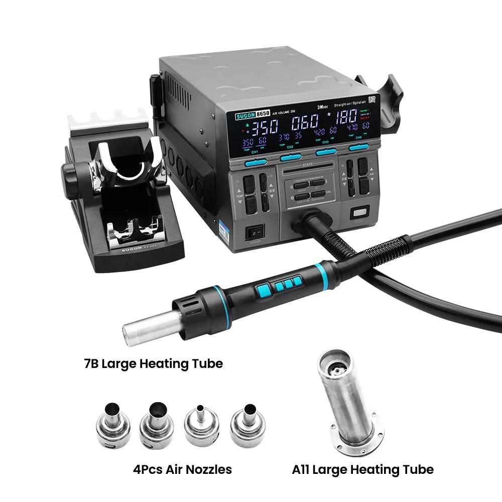 SUGON 8650 3-Mode Intelligent Hot Air Gun BGA Desoldering Rework Station (New Upgrade - Pluggable Handle)