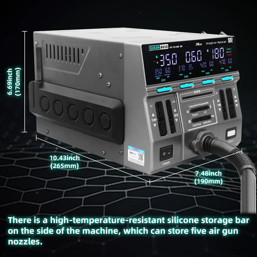 SUGON 8650 3-Mode Intelligent Hot Air Gun BGA Desoldering Rework Station (New Upgrade - Pluggable Handle)