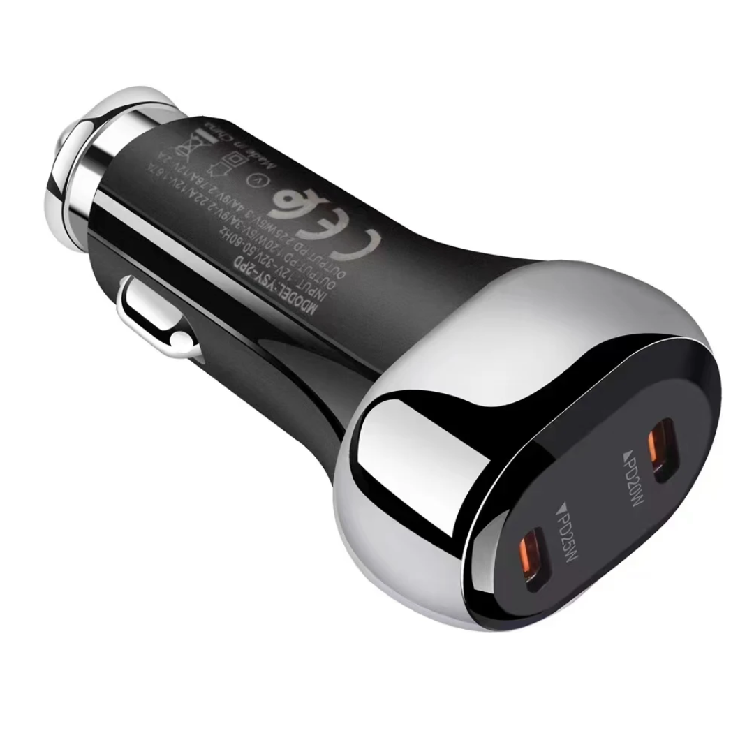 Dual PD car charger 50w pd 3.0 qc3.0 type c fast car charger adapter for phone
