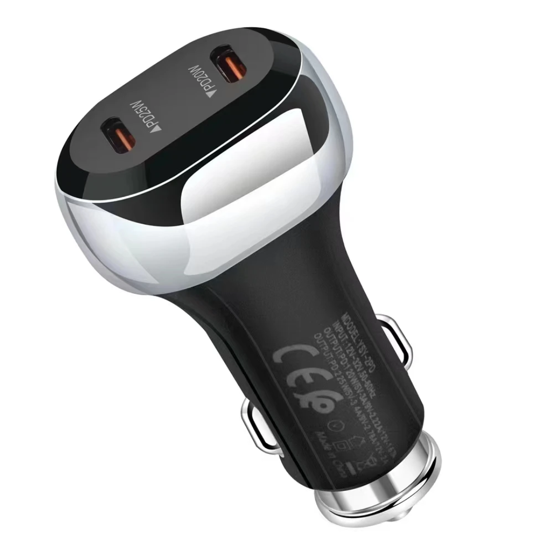 Dual PD car charger 50w pd 3.0 qc3.0 type c fast car charger adapter for phone