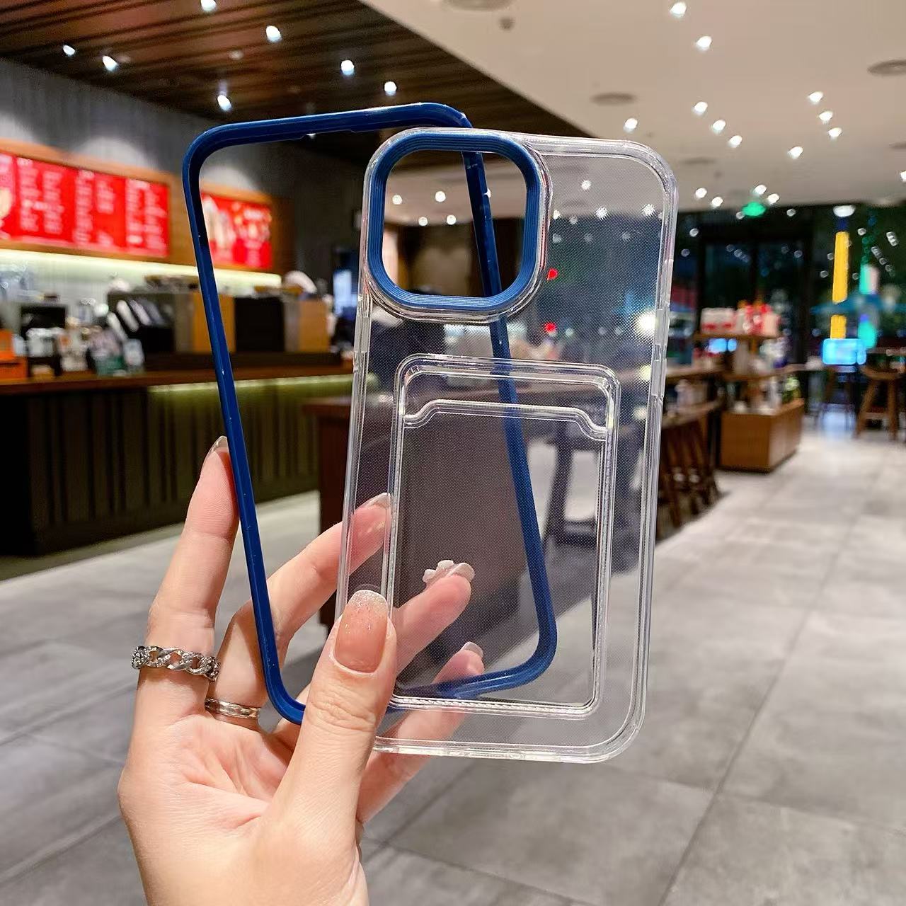 iPhone 16plus 2 piece bumper Transparent Card Holder Wallet Case for iPhone 16plus