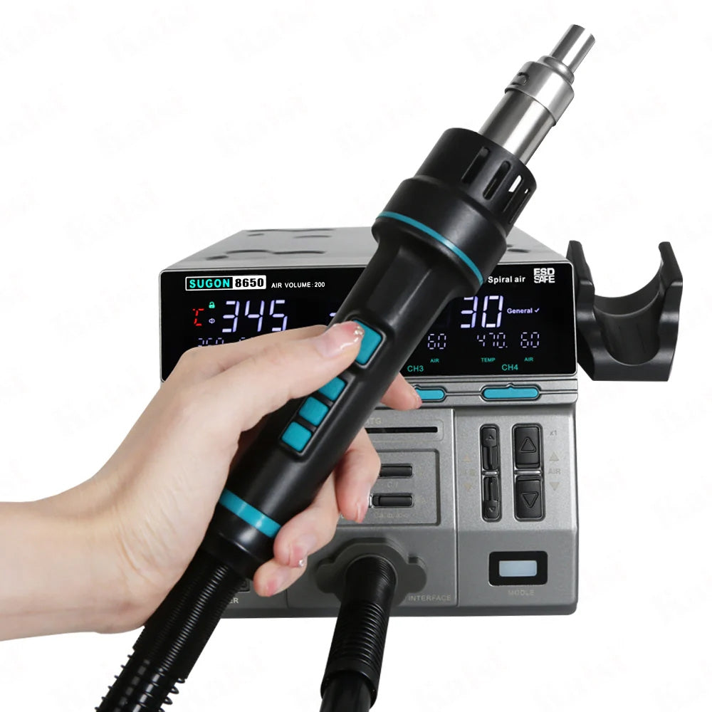 SUGON 8650 3-Mode Intelligent Hot Air Gun BGA Desoldering Rework Station (New Upgrade - Pluggable Handle)