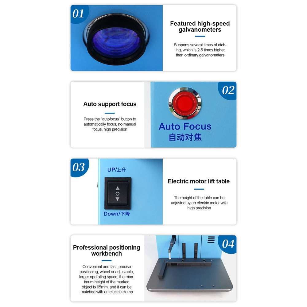 SUNSHINE SS-890B Plus Multi-function Fiber Laser Marking Machine Mobile Phone Wireless Control Laser Marking Auto Focus