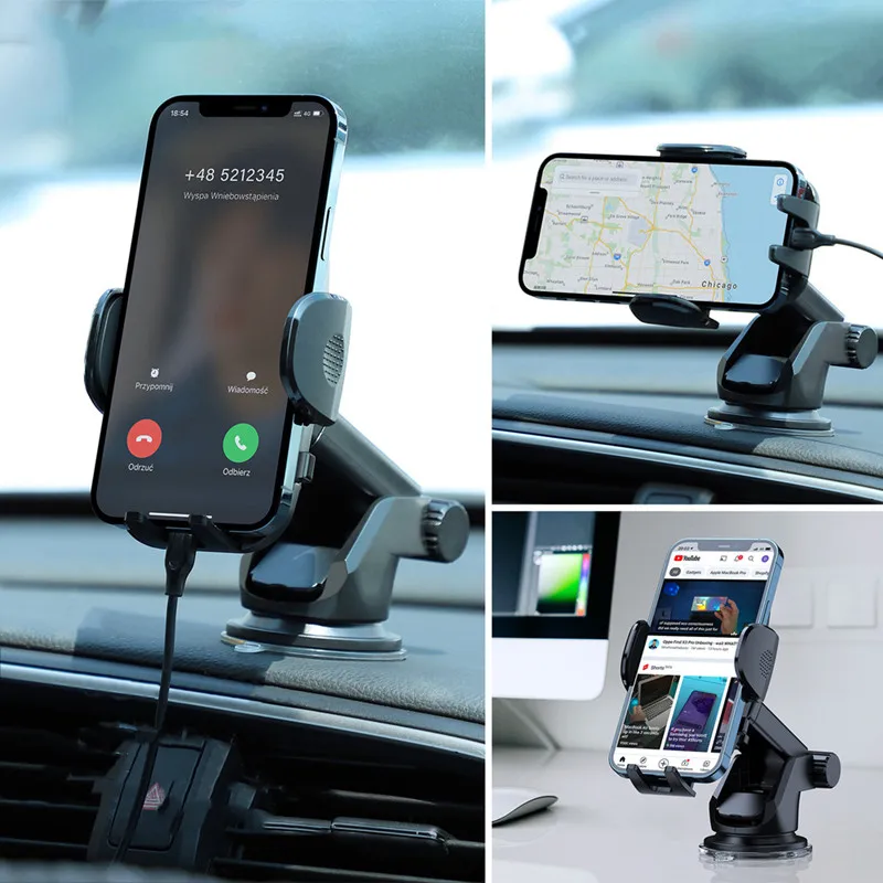 Mechanical Car Phone Holder JX-095 | Dashboard & Windscreen Mount | Adjustable Smartphone Holder