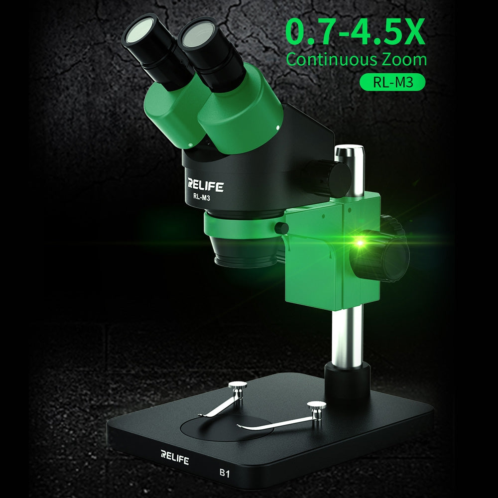 RELIFE RL-M3-B1 0.7-4.5X Bincocular HD Microscope + SS-033 Lamp