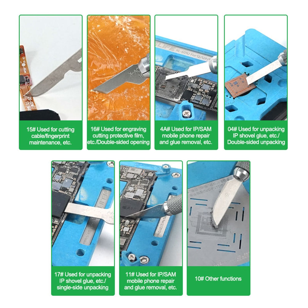 RELIFE RL-101B 8 in 1 CPU Remove Glue Blade Knife Set