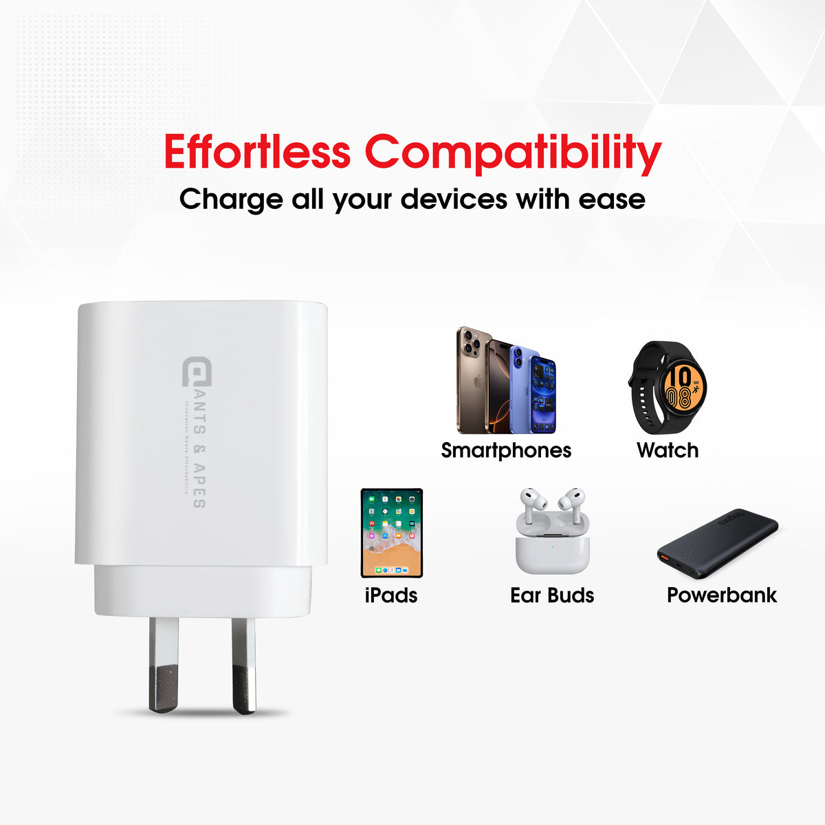 Ants & Apes  18W QC3.0 Fast Charging USB A Universal Charger Ipad 10 11 12.9 13 Pro Smartphone Ear Buds Speakers iphone 12 13 14 15 16 Pro Max Plus Galaxy s22 23 24 25 Plus Fe Ultra