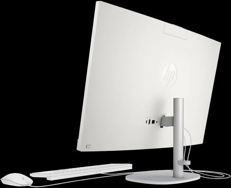 HP All-in-One 27-cr1002a rear view showing connectivity ports and clean cable management design