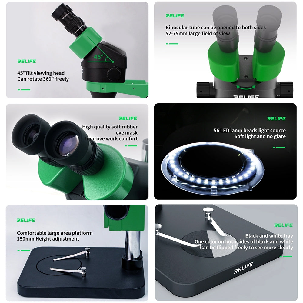RELIFE RL-M3-B1 0.7-4.5X Bincocular HD Microscope + SS-033 Lamp