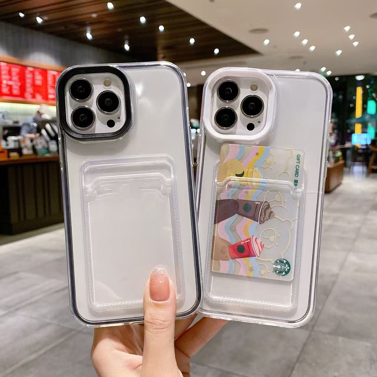 iPhone 16plus 2 piece bumper Transparent Card Holder Wallet Case for iPhone 16plus