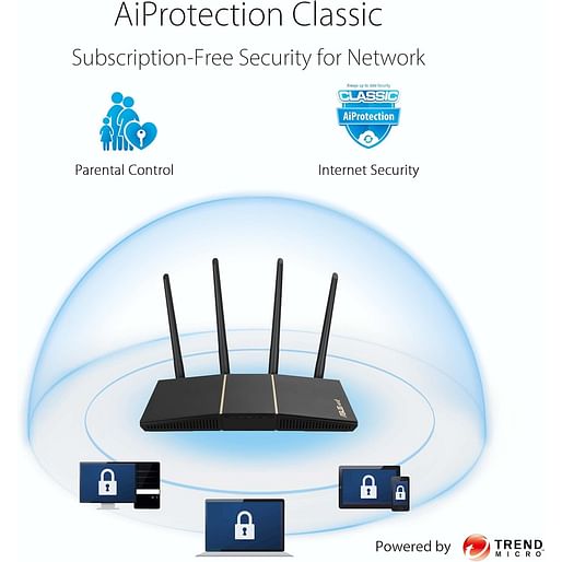 ASUS RT AX3000P Dual Band Wi-Fi 6 (802.11ax) AX Extendable Router Supporting MU-MIMO OFDMA Ai Mesh and Ai Protection powered by Trend Micro