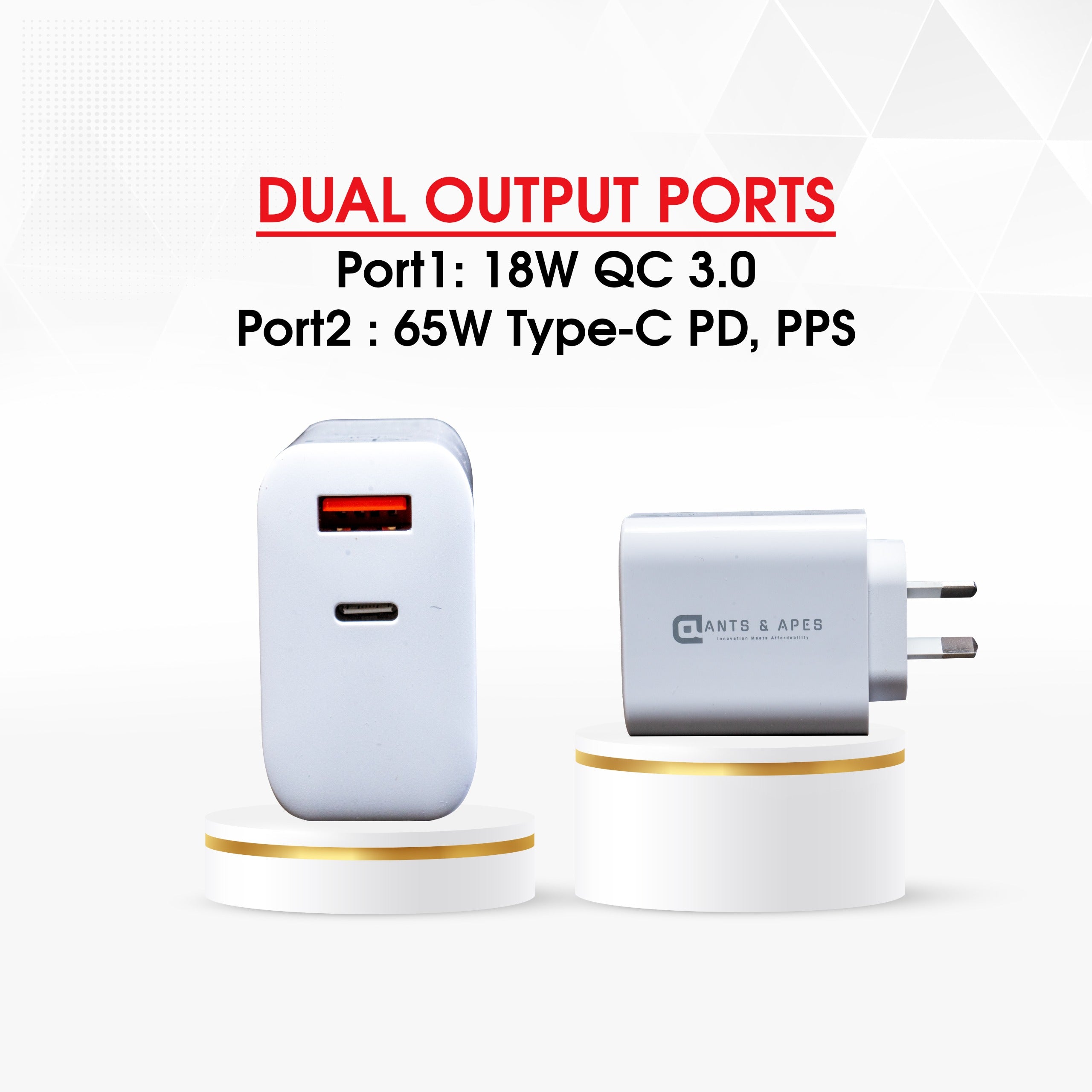 Ants & Apes 65W Universal Fast Charger GAN Laptop Notebook MacBook Pro Smartphone Ear Buds Speakers iphone 12 13 14 15 16 Pro Max Plus Galaxy s22 23 24 25 Plus Fe Ultra