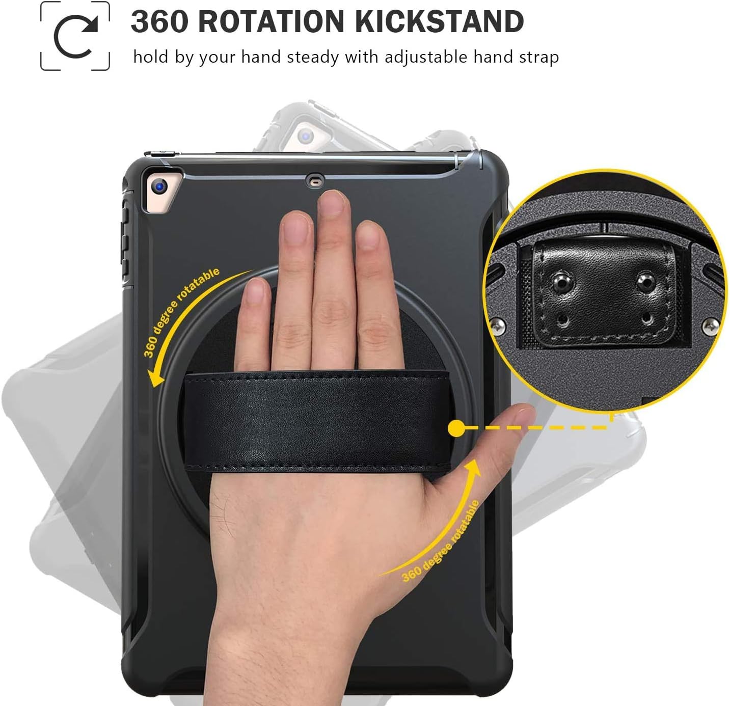 Rugged Heavy Duty Impact Resistant Full Body Protective Defender Back Cover Case with Kickstand for Apple iPad Mini 6 Black