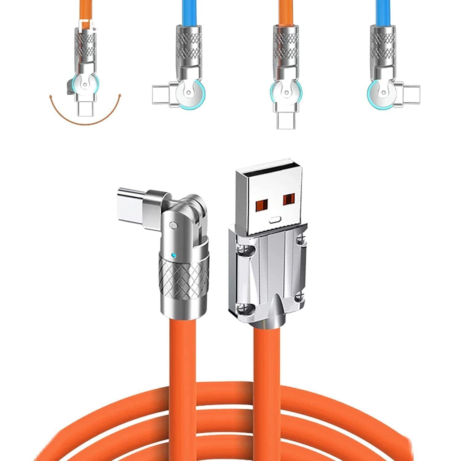 Pbuddy Zinc Alloy Silicone Chubby Charge Cable 180 Degrees Rotating 120W 6A 1m