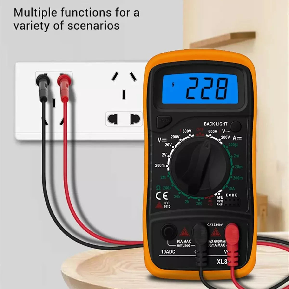 XL830L Mini Digital Multimeter – AC/DC Voltage, Current, Resistance, Diode, hFE & Continuity Tester