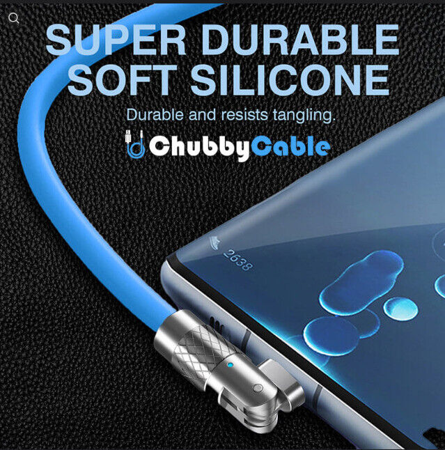 Pbuddy Zinc Alloy Silicone Chubby Charge Cable 180 Degrees Rotating 120W 6A 1m
