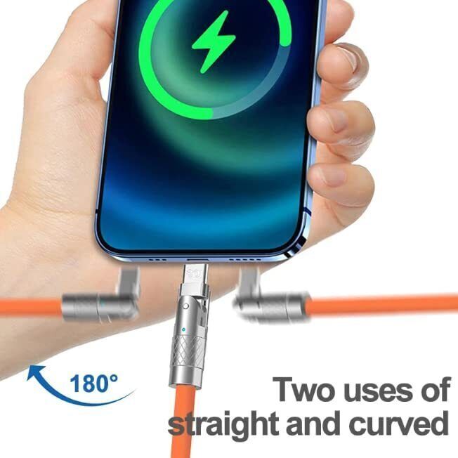 Pbuddy Zinc Alloy Silicone Chubby Charge Cable 180 Degrees Rotating 120W 6A 1m