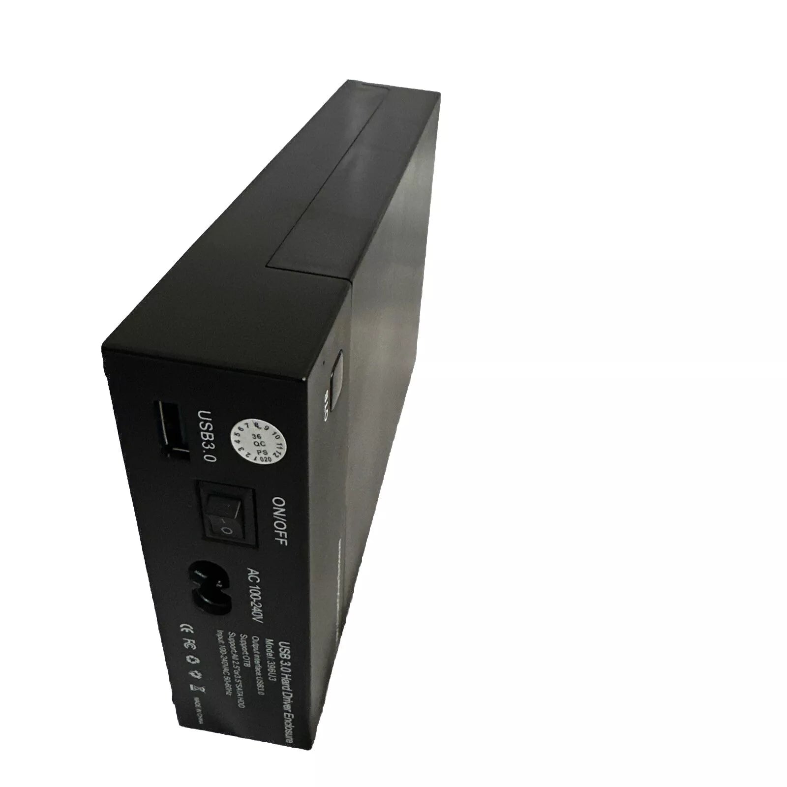 2.5/3.5 inch SATA External USB 3.0 Hard Drive Case Enclosure for HDD - Black, ABS Material, 1-Year Warranty