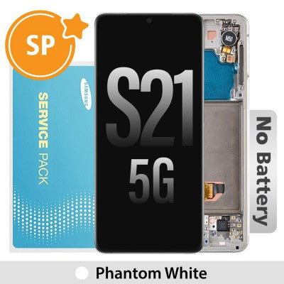 Tecguru_Samsung Galaxy S21 5G G991 OLED Screen Replacement Digitizer with Frame GH82-27255A/27256A (Service Pack)-Phantom Gray