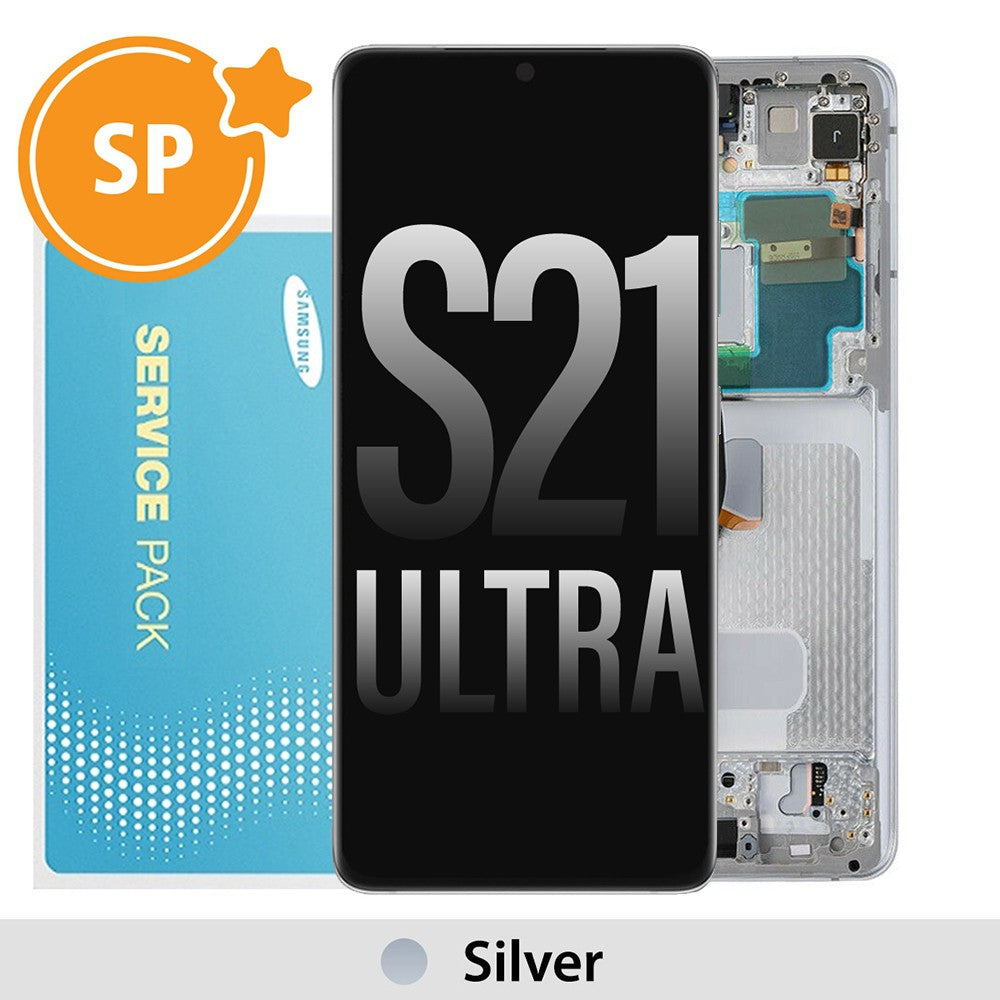 Tecguru_Samsung Galaxy S21 Ultra 5G G998 OLED Screen Replacement Digitizer GH82-24589B/24590B/24591B/24925B/24499B (Service Pack)-Phantom Silver