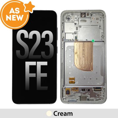 Tecguru_Samsung Galaxy S23 FE OLED Screen Replacement-Cream (SERVICE PACK SCREEN AND SERVICE PACK FRAME ASSEMBLED)