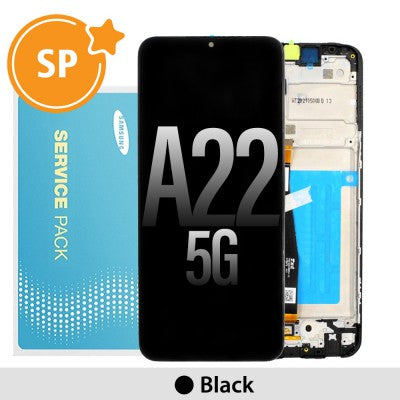Tecguru-Samsung Galaxy A22 5G A226B LCD Screen Replacement Digitizer with Frame GH81-20694A (Service Pack)-Black
