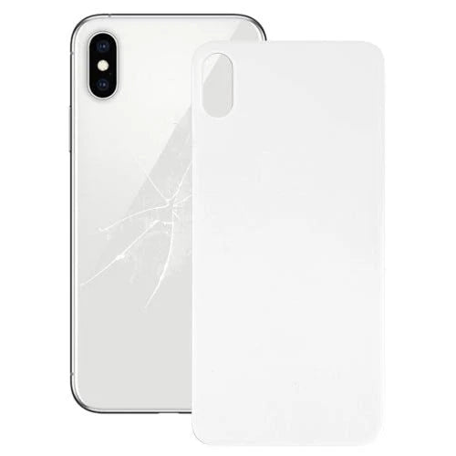 Rear Glass Replacement with Bigger Size Camera Hole Carving for iPhone X (NO LOGO)-White
