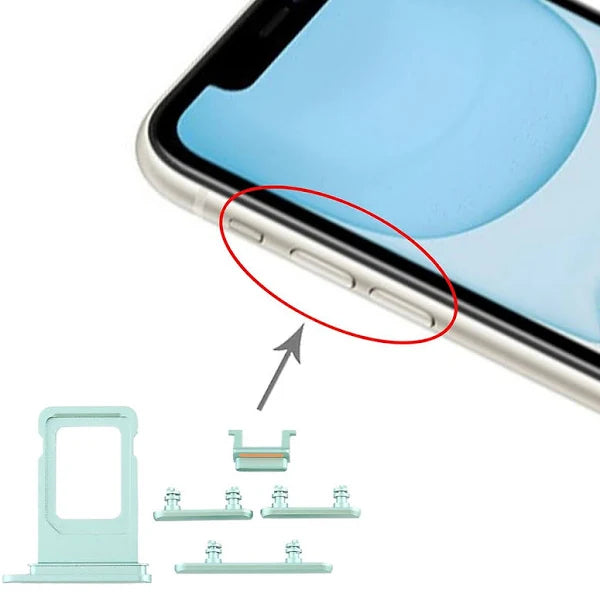 SIM Card Tray and Side Button for iPhone 11-Green