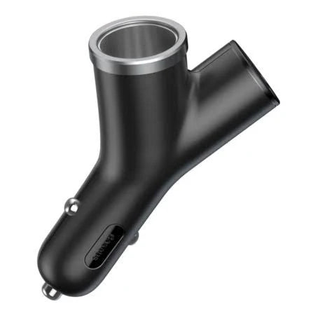 BASEUS Y-SHAPE DUAL USB CAR CHARGER WITH CIGARETTE EXTENDED PORT 6953156280250