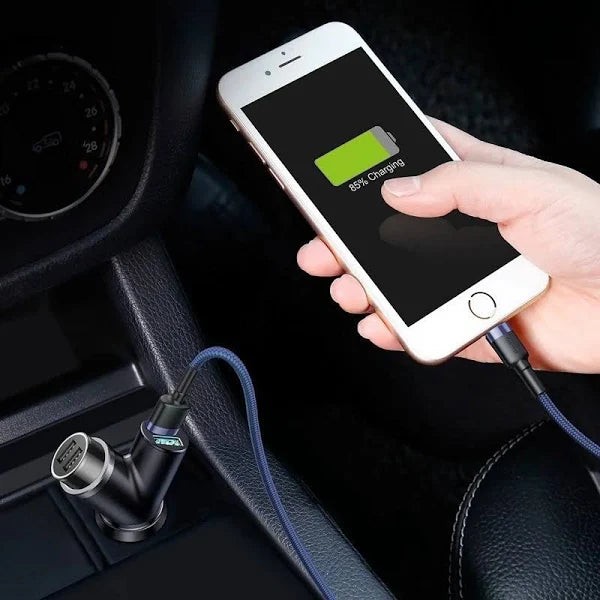 BASEUS Y-SHAPE DUAL USB CAR CHARGER WITH CIGARETTE EXTENDED PORT 6953156280250