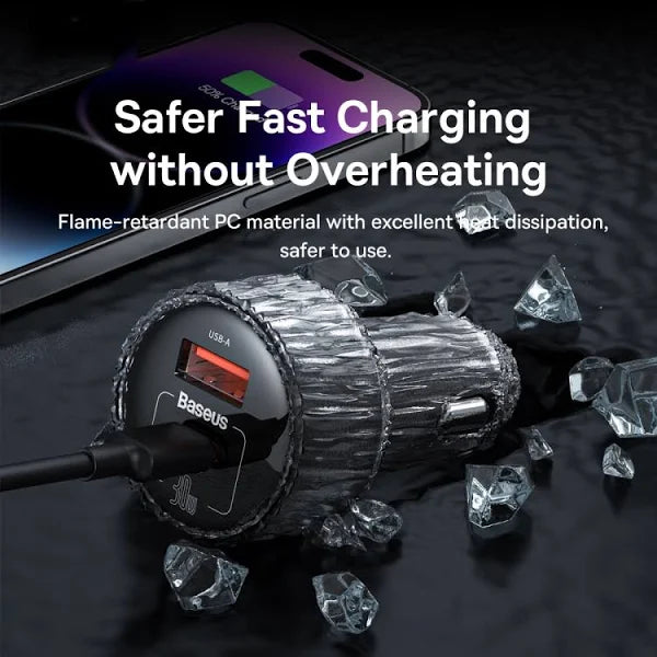Baseus Car Cigarette Lighter Socket Splitter 12V-24V Dual USB Car Charger 100W
