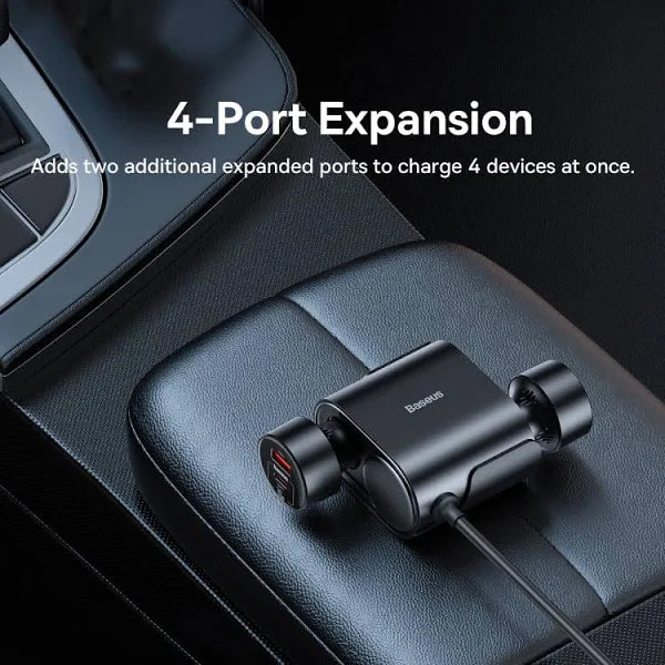 Baseus Car Cigarette Lighter Socket Splitter 12V-24V Dual USB Car Charger 100W
