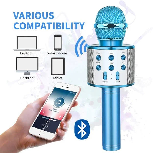 Pbuddy Wireless Bluetooth Karaoke Microphone,4 in 1 Wireless Portable Handheld Mic Karaoke Machine for Christmas Home Birthday Party, Professional Karaoke Mic Speaker
