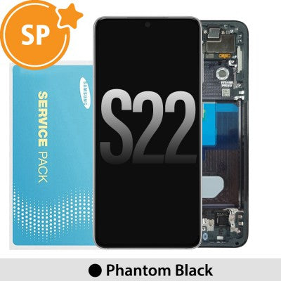 TecGuru_Samsung Galaxy S22 5G S901B OLED Screen Replacement with Frame GH82-27520F/27521F (Service Pack)-Black