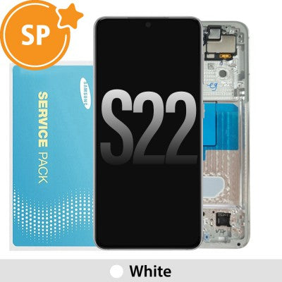 TecGuru_Samsung Galaxy S22 5G S901B OLED Screen Replacement with Frame GH82-27520F/27521F (Service Pack)-Black