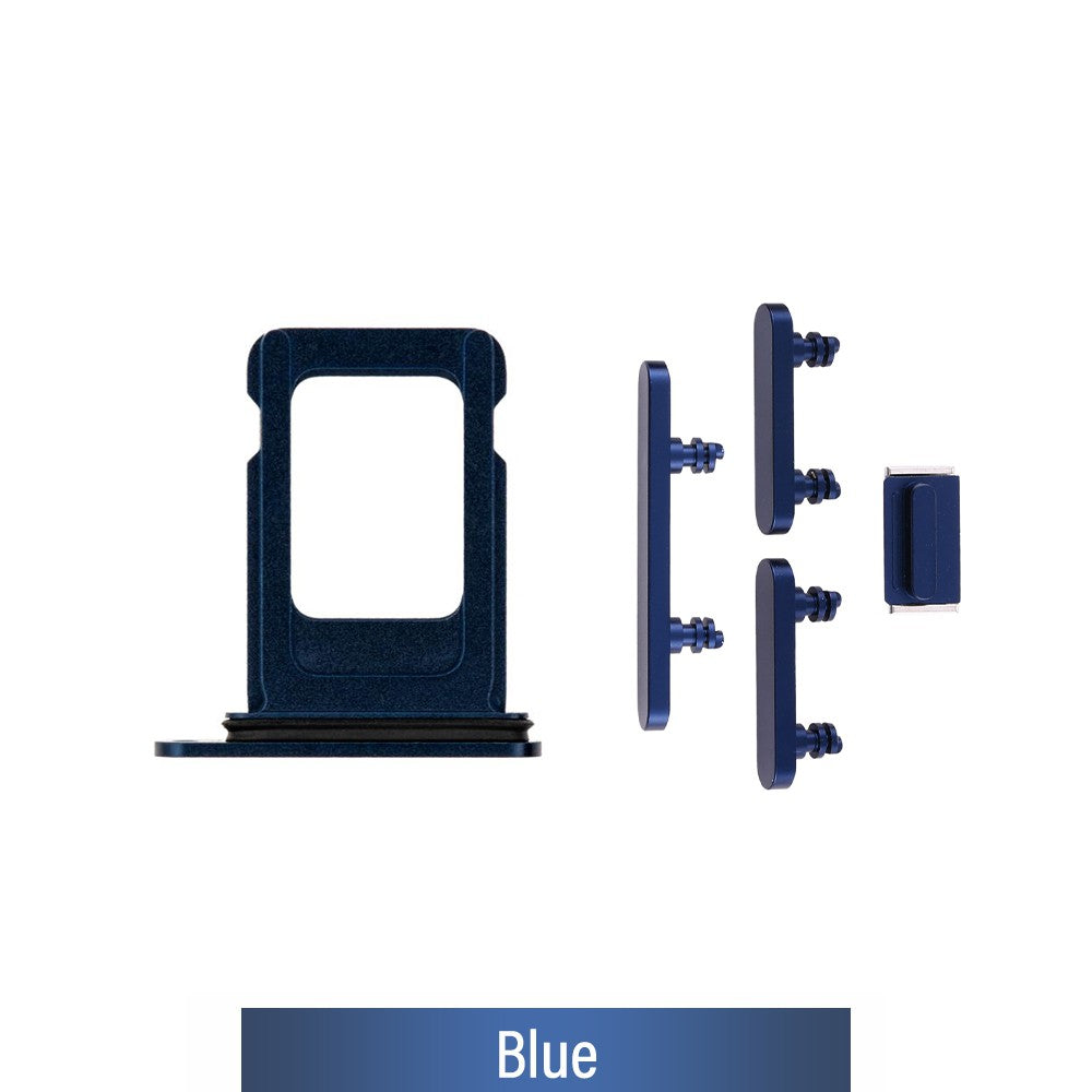Single SIM Card Tray and Side Button for iPhone 12-Blue