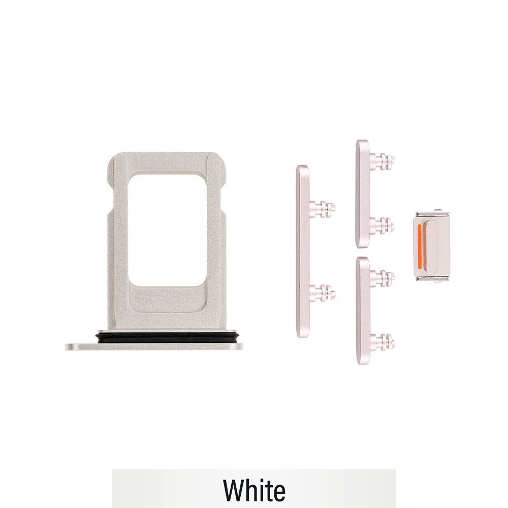 Single SIM Card Tray and Side Button for iPhone 12-White