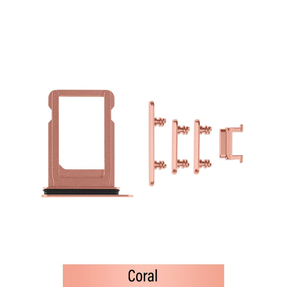 SIM Card Tray and Side Button for iPhone XR-Coral