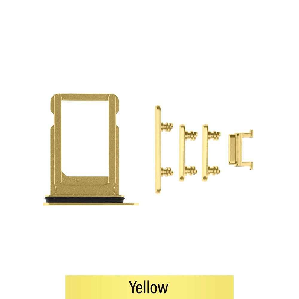SIM Card Tray and Side Button for iPhone XR-Yellow